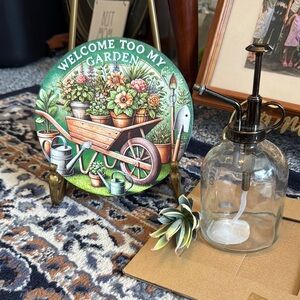 Garden Decor Metal Sign with Watering Can